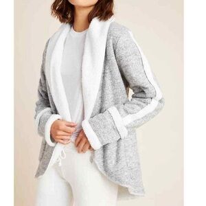 Splendid Fleece Lined Cardigan Gray & White Size M